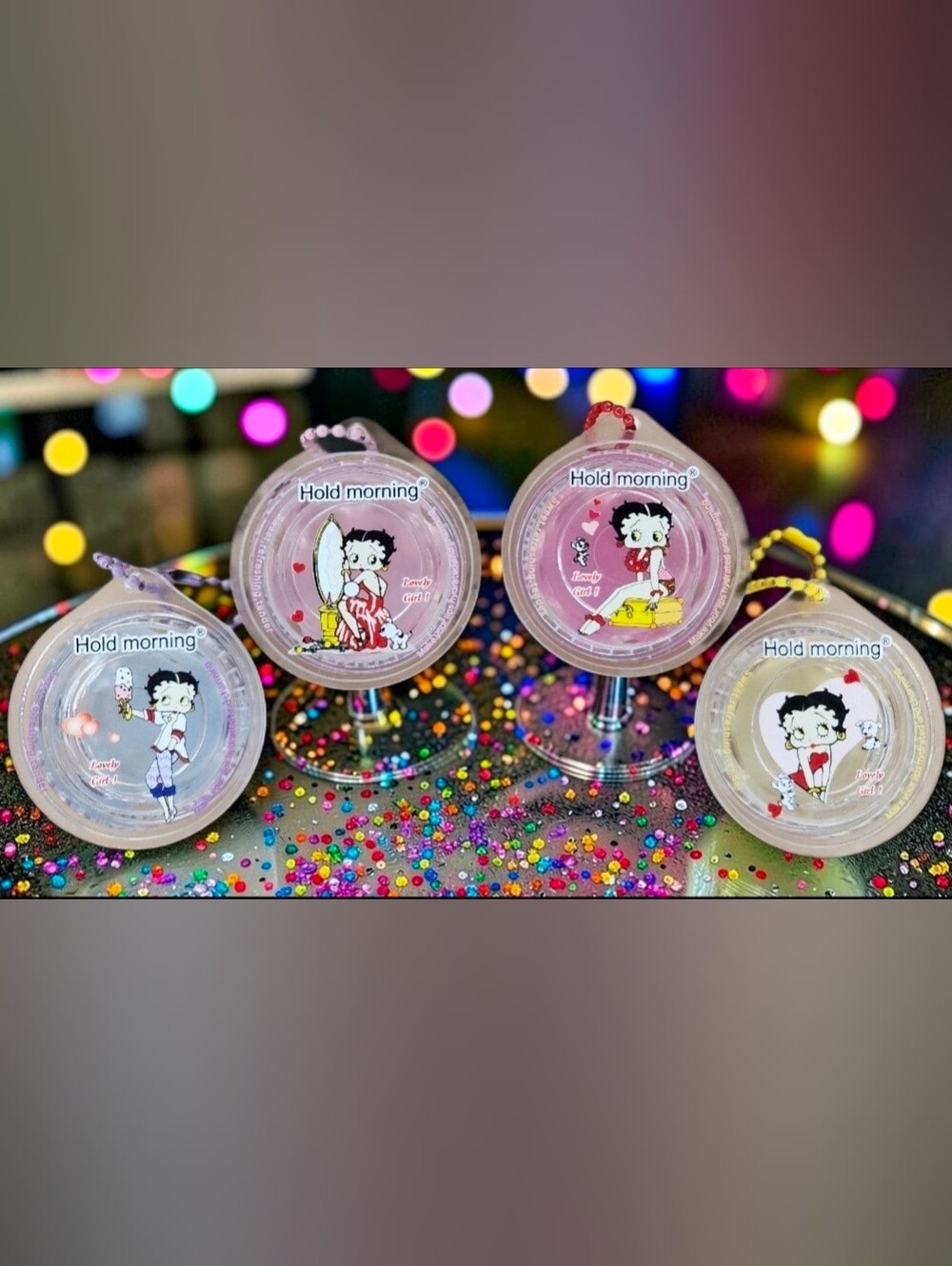 4 Betty Boop Lip Balm Compact / Keychain